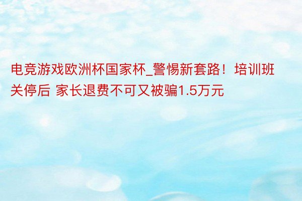 电竞游戏欧洲杯国家杯_警惕新套路！培训班关停后 家长退费不可又被骗1.5万元