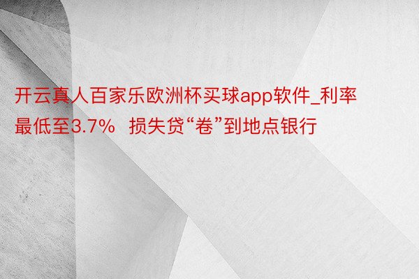 开云真人百家乐欧洲杯买球app软件_利率最低至3.7%  损失贷“卷”到地点银行