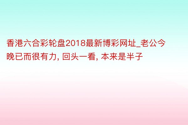 香港六合彩轮盘2018最新博彩网址_老公今晚已而很有力， 回头一看， 本来是半子