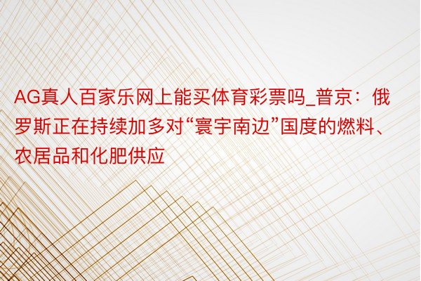 AG真人百家乐网上能买体育彩票吗_普京：俄罗斯正在持续加多对“寰宇南边”国度的燃料、农居品和化肥供应
