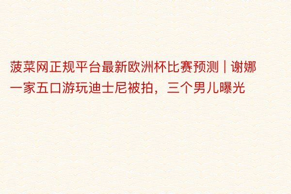 菠菜网正规平台最新欧洲杯比赛预测 | 谢娜一家五口游玩迪士尼被拍，三个男儿曝光